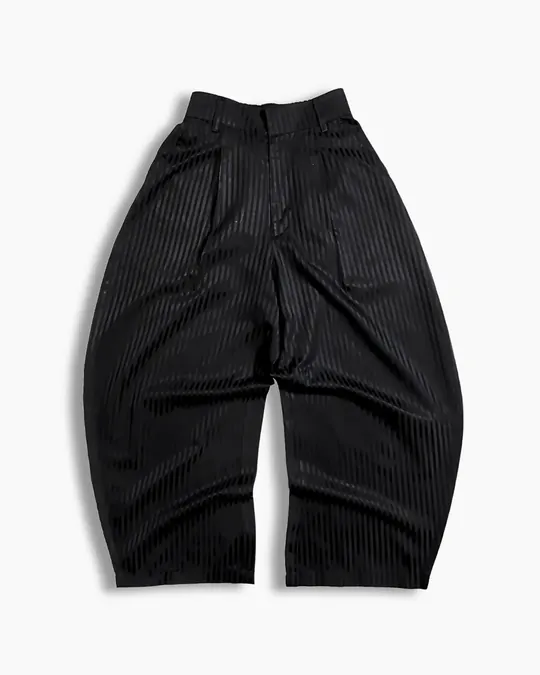 Pinstripe Wide-Leg Pants — Black · Unisex, photo 1