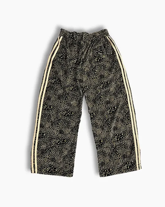 Roar Straight Baggy 4-Stripe Pants — Black Leopard, photo 3