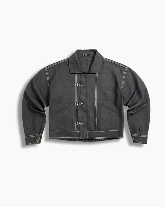 Zip-Up Shacket — Gray · Thread Work, photo 1